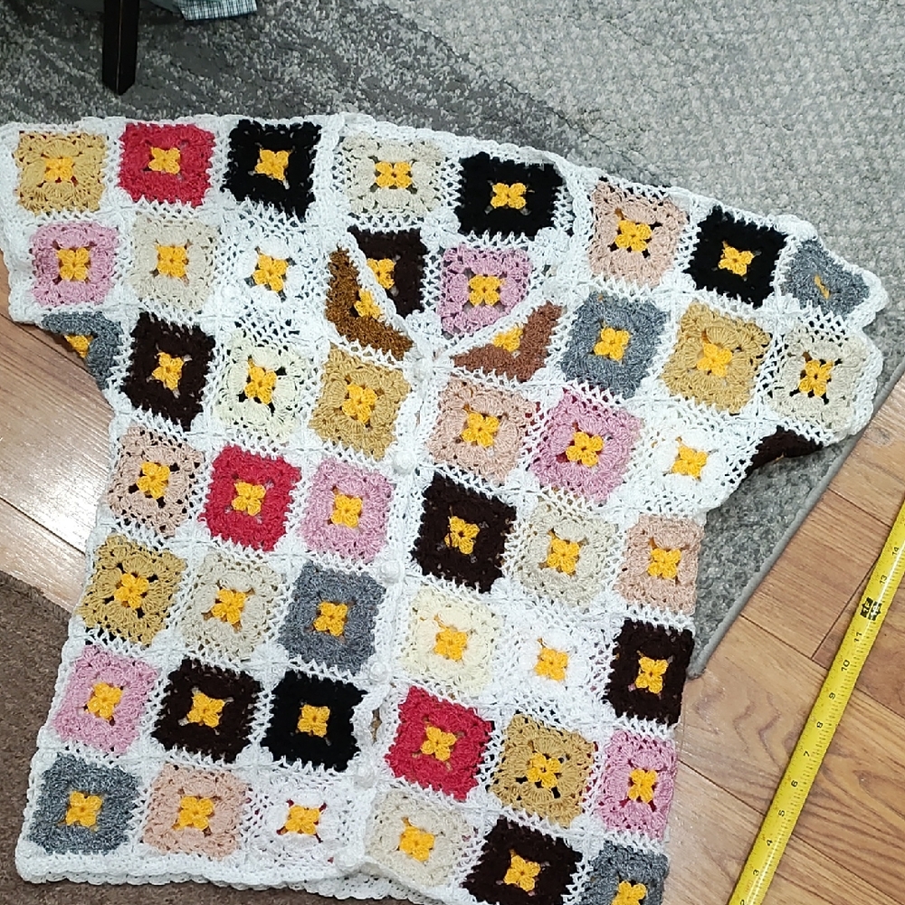 Source Unknown Multicolor Crochet Sweater - image 1